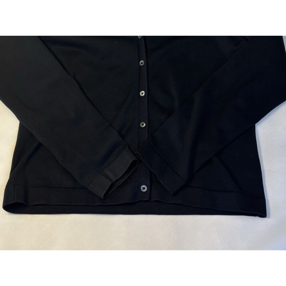 LAUREN RALPH LAUREN Black Silk Blend Cardigan Sweater Women Petite Small Buttons - Picture 6 of 9